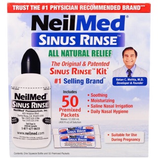 น้ำเกลือล้างจมูก บรรเทาอาการไซนัส Sinus rinse kit 50 Premixed packets of USP grade หรือ วิตามินแบบเคี้ยว60เม็ด