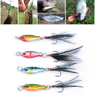 💎♥ 2cm Small Lure ตา 3D ประดิษฐ์ตกปลาโลหะผสม Feather Fishing Tackle Tools