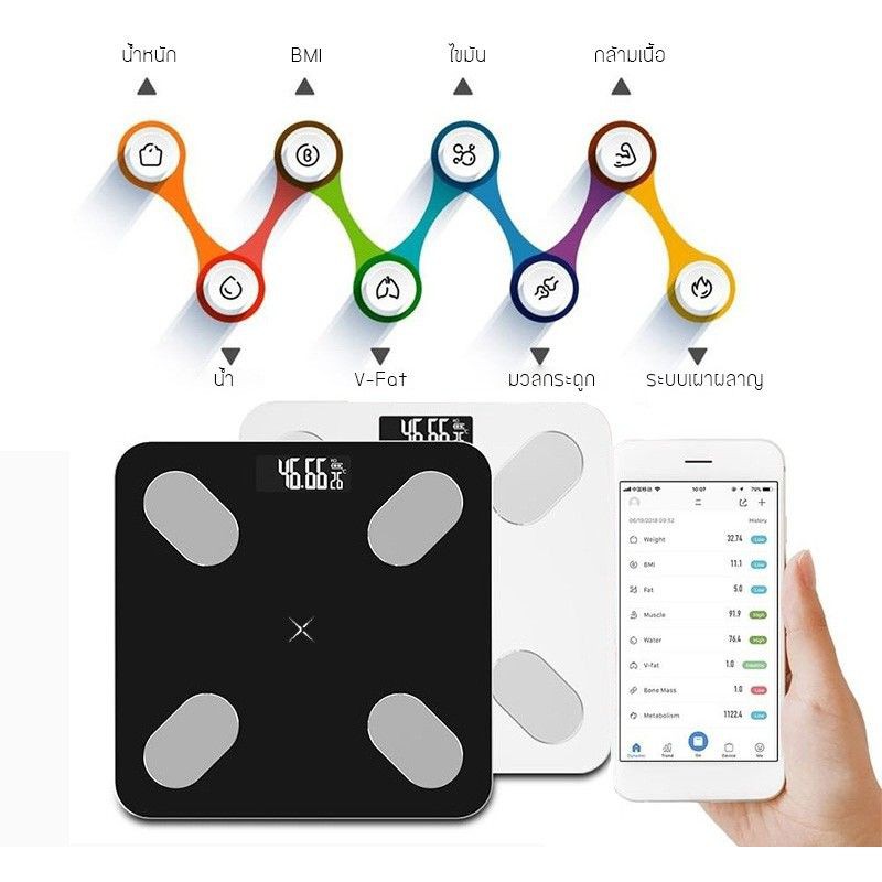 ส่งฟรีไม่ต้องใช้โค้ด-เครื่องชั่งน้ำหนัก-ดิจิตอล-อัจฉริยะ-ตาชั่ง-วัดไขมัน-lcd-0-2-180-กก