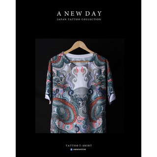 A NEW DAY 133  เสื้อสไตล์ญี่ปุ่น japan tattoo ลายมังกรคู่ Dragon Versus