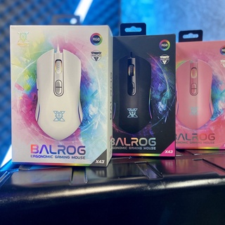 NUBWO X43 Balrog Ergonomic RGB Gaming Mouse เมาส์เกมมิ่ง - (Black/White/Pink)