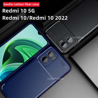 เคสโทรศัพท์ ซิลิโคนนิ่ม คาร์บอนไฟเบอร์ ผิวด้าน กันกระแทก ลายด้วง สําหรับ Xiaomi Redmi 10 2022 Redmi10 Redmi 10C 10A 9A 9C Redmi 10 5G