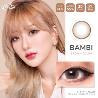 BAMBI BROWN KITTY KAWAII Contact lens คอนแทคเลนส์ ตาหวาน ตาโต สีน้ำตาล ค่าสายตา สายตาสั้น แฟชั่น Bigeyes บิ๊กอาย แบ๊ว