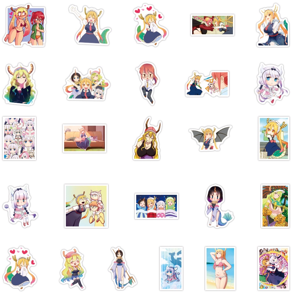 สติ๊กเกอร์พีวีซี-miss-kobayashis-dragon-maid-anime-manga-กันน้ํา-50-ชิ้นสําหรับติดตกแต่ง