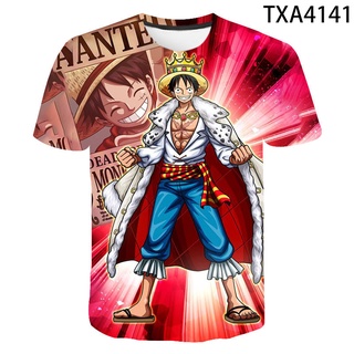 เสื้อยืดแขนสั้นลําลอง พิมพ์ลายการ์ตูนอนิเมะ One Piece 3 มิติ แฟชั่นสําหรับเด็กผู้ชาย และเด็กผู้หญิง