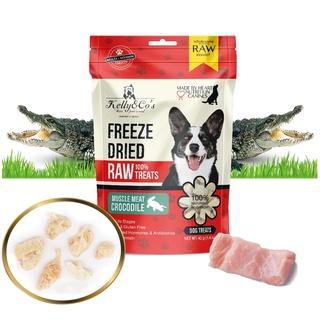 สินค้า เคลลี่แอนด์โค ขนมสุนัข ซิงเกิ้ลทรีทส์ ขนมฟรีซดราย เนื้อจระเข้ (Freez-dried Crocodile) 40 g.