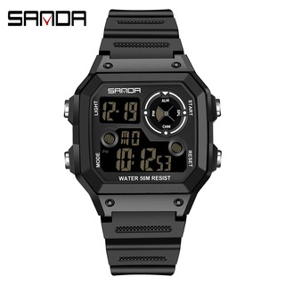 สินค้า SANDA แบรนด์ผู้ชายแฟชั่นนาฬิกาสปอร์ตกันน้ำอัตโนมัติวันที่ Chronograph ผู้ชายนาฬิกาดิจิตอล