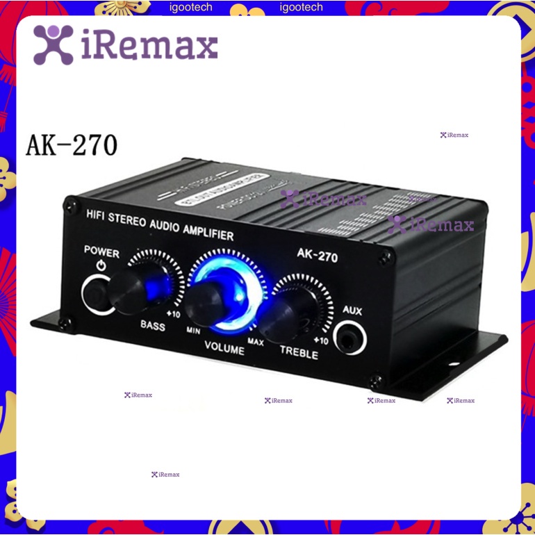iRemax เครื่องเสียงรถยนต์ซับวูฟเฟอร์แอมป์เฟอร์สเตอริโอแอมพลิฟายเออร์ ...