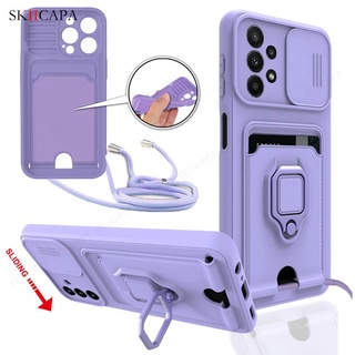เคสซิลิโคน พร้อมสายคล้อง และช่องใส่บัตร สําหรับ Samsung A13 A32 A22 5G Galaxy A13 4G A22S