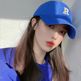 R หมวกเบสบอล ปักลายตัวอักษร สีพื้น เข้ากับทุกการแต่งกาย สไตล์เกาหลี แฟชั่นฤดูใบไม้ผลิ และฤดูใบไม้ร่วง สําหรับผู้ชาย และผู้หญิง