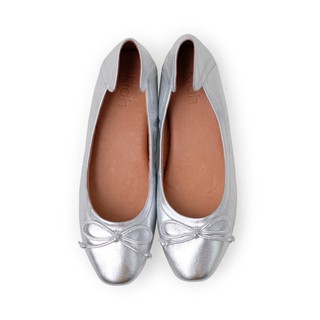 สินค้า KIAH BY GAZE Lambskin Series  Annie Ballet Shoes 20101NM | Silver รองเท้าหนังแท้บัลเล่ต์ สีเงินเมทัลลิค
