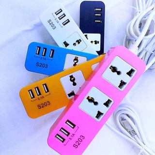 ปลั๊กไฟ S203 ซ็อกเก็ตลายการ์ตูน 3 USB ปลั๊กอัจฉริยะ