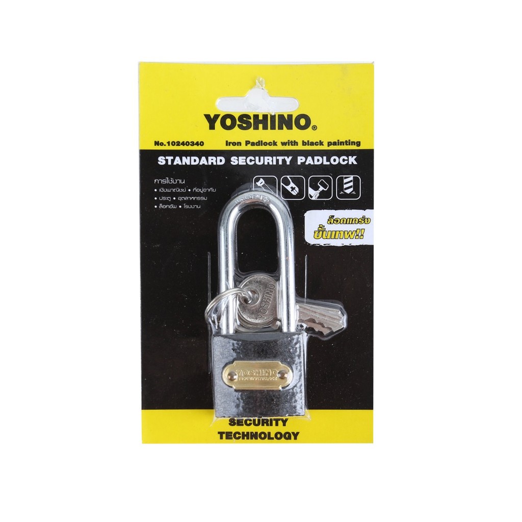 yoshino-กุญแจคอยาว-32-มม-รุ่น-yn-l32-สีดำ-วัสดุทำจากเหล็กคุณภาพดี-ไม่เป็นสนิม-ที่คล้องทำจากเหล็กกล้าชุบ-มีความแข็งแรง-ท