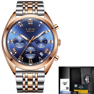 LIGE Fashion Mens Watches Top Brand Luxury Quartz Watch Men Casual Full Steel Date Waterproof Sport