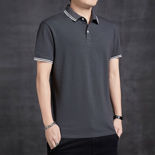 เสื้อโปโลแขนสั้น คอปก แบบบาง สีพื้น สําหรับผู้ชาย