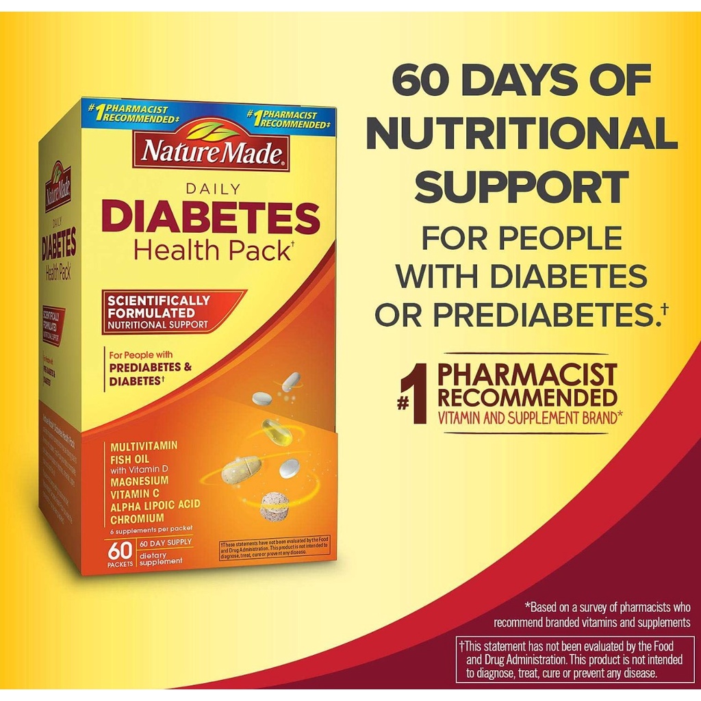 💖เบาหวาน Health Pack 60 วัน 💖Nature Made® Daily Diabetes Health Pack