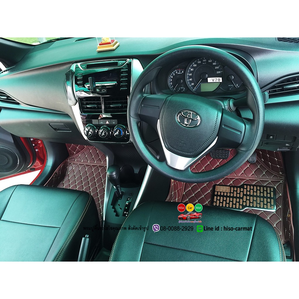 รูปภาพของToyota Yaris 5ประตู 2017-19พรมหนังไฮโซเข้ารูป6D เต็มคันรวมท้ายรวมปิดเบาะหลัง แจ้งเบาะหลังแถว2พับแยกหรือยาวชิ้นเดียวในแชทลองเช็คราคา