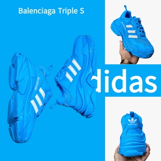สินค้า （ยิงจริง）Adidas x Balenciaga Triple S สีฟ้า ของแท้100%💯รองเท้าผ้าใบ รองเท้า รองเท้าวิ่ง รองเท้า adidas