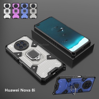 Huawei Nova8i Nova 8i Phone Case Armor Shockproof Magnetic Stand Holder Bracket Casing Hard Metal Ring Back Camera Lens   Protection