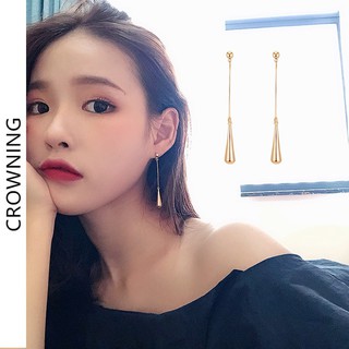 ต่างหูหล่นพื้นผิวโลหะอารมณ์หญิงบุคลิกภาพเกาหลีต่างหูหนีบหู A183