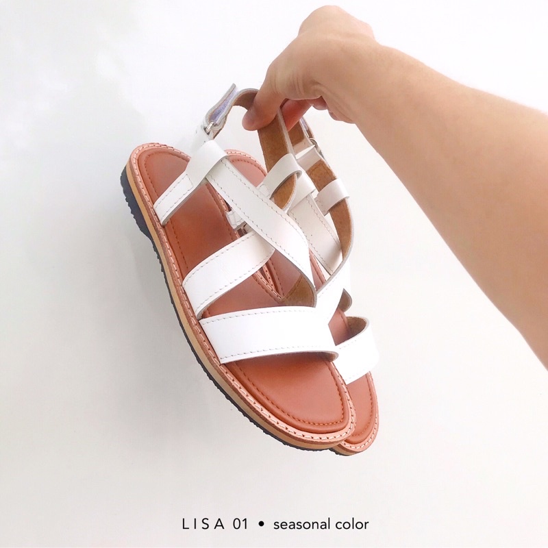 lisa-01-รองเท้าหนังวัวแท้-สีขาว-น้ำตาลแทน