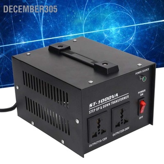 December305 หม้อแปลงแรงดันไฟฟ้า 1000W 220V เป็น 110V เฟสเดียว ปลั๊ก Eu ปรับได้