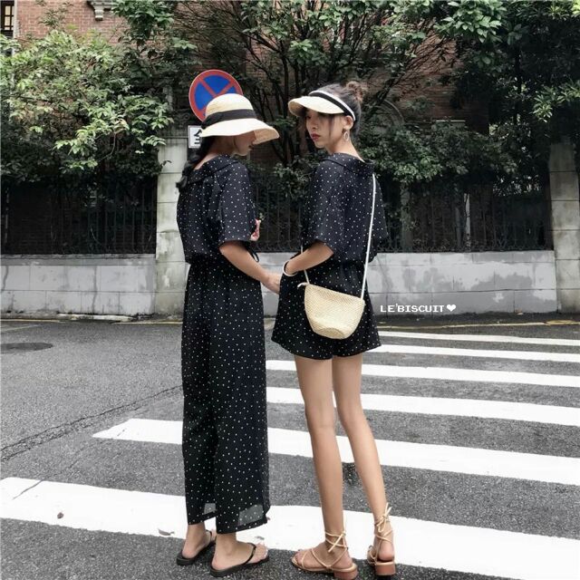 new-korea-design-pokadot-jumpsuit-ชุดจั๊มสูทคอปกแขนสั้น