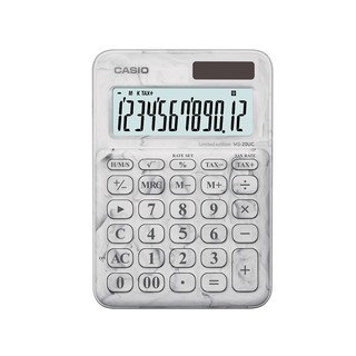Casio Calculator เครื่องคิดเลข  คาสิโอ รุ่น  MS-20UC-L-MWE แบบสีสันพิเศษ 12 หลัก สีขาวลายหินอ่อน