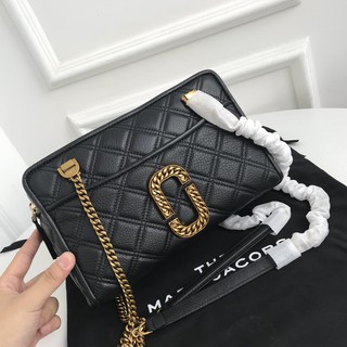 Marc Jacobs/MJ vintage chain-strap camera square bag casual quilted crossbody messenger bag with antique brass hardware