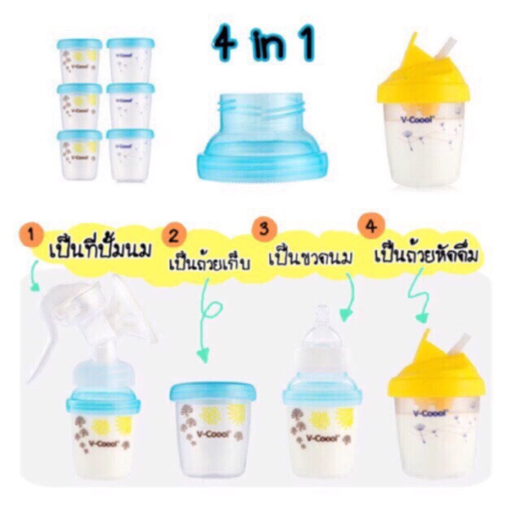 ชุด-ถ้วยเก็บอาหารเด็ก-เก็บนมแม่-ถ้วยหัดดื่ม-ฝาแปลงคอขวด-14-ชิ้น