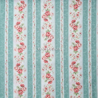 ผ้าคอตตอนอเมริกานำเข้า ขนาด 1/2 หลา (45x110cm) ผ้าคอตตอนแท้ Cotton 100% ของ Quilt Gate ลายดอกกุหลาบ (รหัส RoseForYou11)