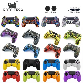 Data FROG เคสยางซิลิโคน กันลื่น พร้อมจุกปิดจอยสติ๊ก และไฟ LED สําหรับ PS4 Pro Slim Gamepad SONY