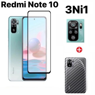 สินค้า 🇹🇭3in1 Xiaomi Redmi Note 10/Redmi Note10 Pro/Redmi Note10(5G)ฟิล์มเลนส์กล้อง + ฟิล์มกระจกเต็มจอ+ ฟิล์มหลัง / ฟิล์มขอบดำ