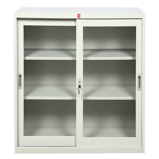 File cabinet CABINET STEEL LUCKY WORLD KSG-90-TG GREY Office furniture Home & Furniture ตู้เอกสาร ตู้เหล็กบานเลื่อนกระจก