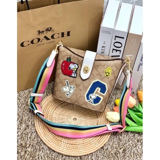 COACH C4113 - COACH X PEANUTS ADDIE CROSSBODY IN SIGNATURE CANVAS WITH VARSITY PATCHES