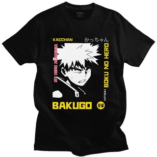 เสื้อยืดสีขาวKatsuki Bakugo T Shirt Men Pure Cotton Boku No Hero Academia T-shirt Short Sleeves My Hero Academia Hero Te