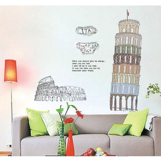 Transparent Wall Sticker สติ๊กเกอร์ติดผนัง ITA Tower of Pisu (กว้าง100cm.xสูง100cm.)