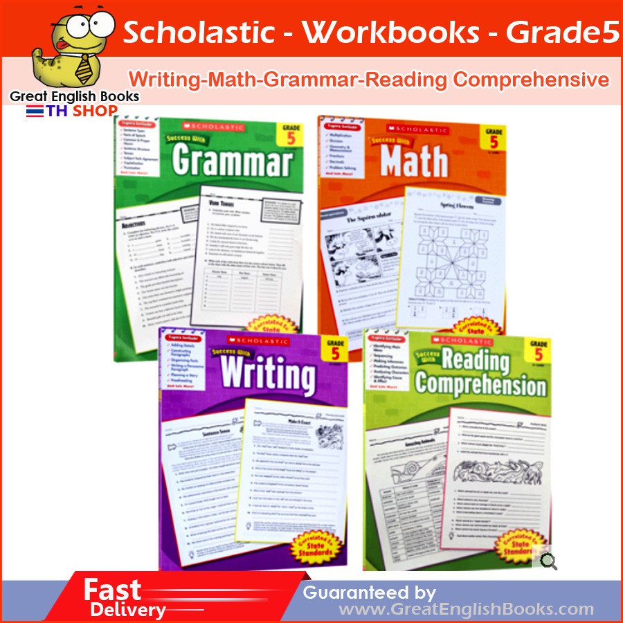 พร้อมส่ง-หนังสือแบบฝึกหัด-scholastic-workbook-grade-5-scholastic-success-with-reading-writing-grammar-math
