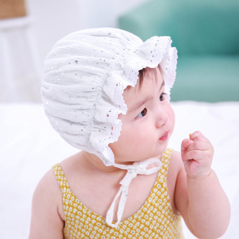 Lace Baby Hat Sweet Princess Kids Cap Solid Color Baby Girl