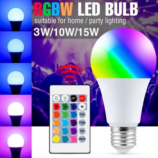 สินค้า หลอดไฟอัจฉริยะ3/10/15W Smart Light Bulbs E27 LED RGB Lampหลอดไฟอัจฉริยะหรี่แสงได้พร้อมรีโมทคอนโทรล