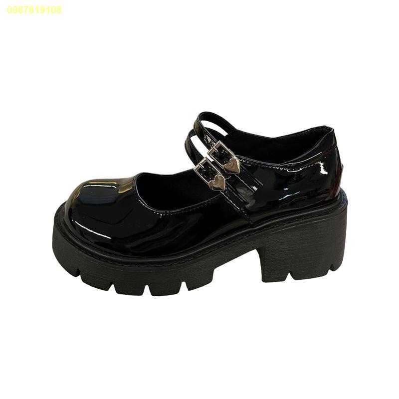 สปอตสินค้า-รองเท้าหนังขนาดเล็กผู้หญิง-2022-ใหม่มุกย้อนยุคด้านล่างหนารองเท้าแมรี่เจน