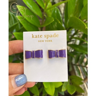 ต่างหู Kate Spade รูปโบว์สีม่วงแบบแป้น   ของแท้ 💯%