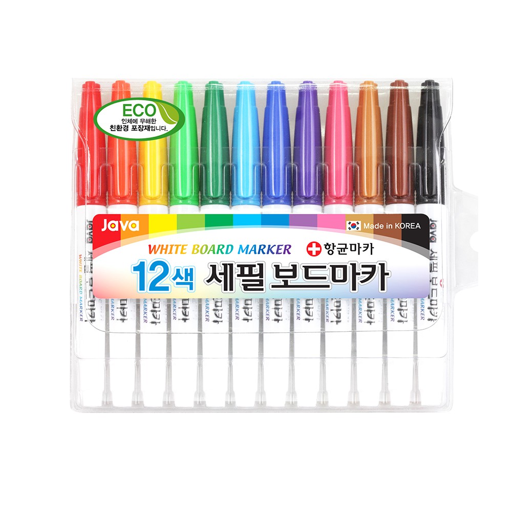JAVA Whiteboard Marker Fine Nib 12Colors Set ปากกาไวท์บอร์ด1.0 มม.
