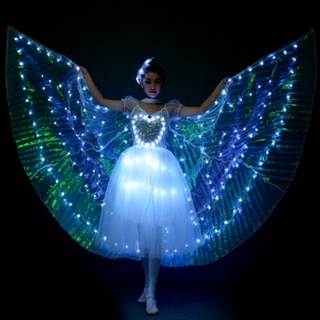 🔥Hot Sale🔥 Z สินค้าใหม่ใหม่เรืองแสงผีเสื้อปีกเต้นรำเสื้อผ้าเด็กผู้ใหญ่เต้นรำเคป LED เปล่งแสงกระโปรงเต้นรำประสิทธิภาพ