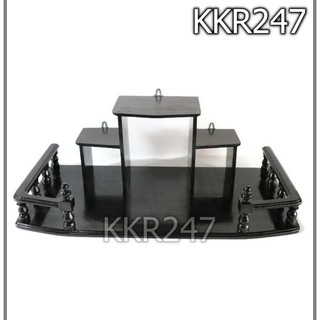 KKR247 หิ้งพระไม้สักทองติดผนัง หิ้ง/ชั้นวางพระ ทรงโมเดิร์น ขนาด 70*36 ซม. สีดำ