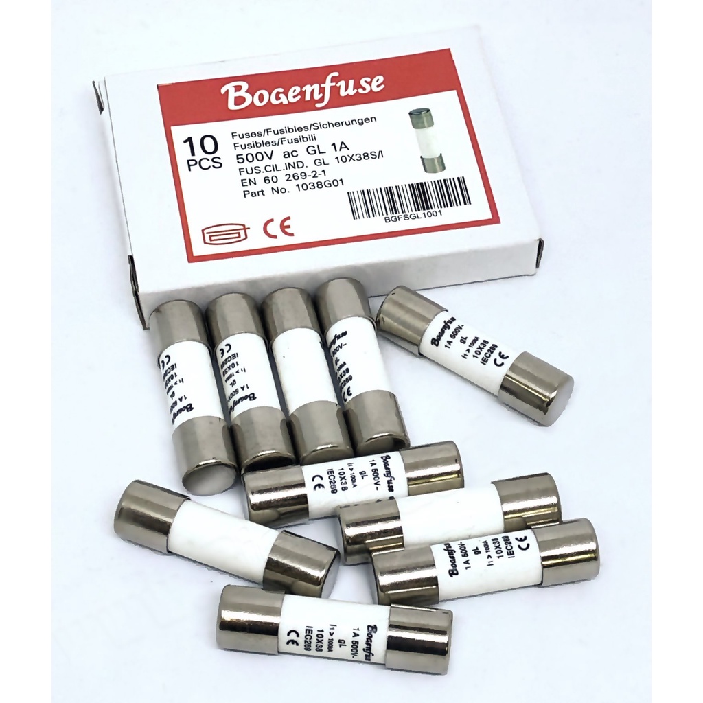 Bogenfuse (ยกล่อง10ชิ้น) GL10 ฟิวส์กระบอก รุ่น GL10 กระแส 1A ถึง 32A ...