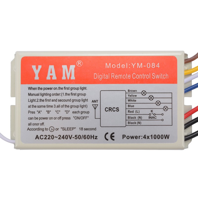 in-stock-yam-กล่องสวิทช์ไฟดิจิตอลไร้สาย-รีโมทคอนโทรล-4-port-way-light-lamp