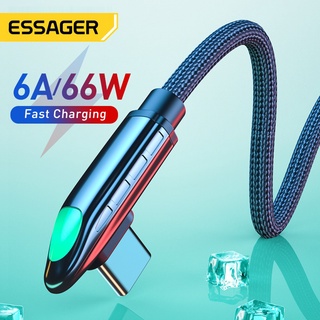 Essager สายชาร์จ USB type c LED 6A 66W 90 องศา ชาร์จเร็วมาก