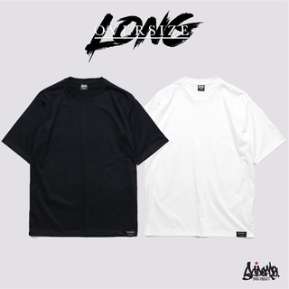 SALE ® เสื้อ Oversize Long ( รุ่นแขนยาว ) สีดำ ขาว เสื้อยืด ชาย หญิง S M L / OL เสื้อยืดคอกลมผ้าฝ้าย