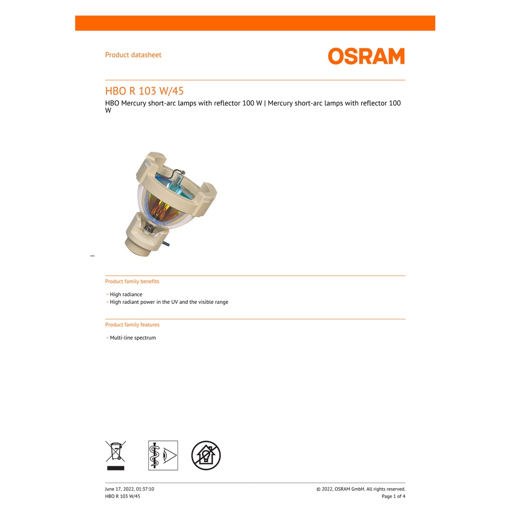 หลอดไฟosram-hbo-r-103w-45